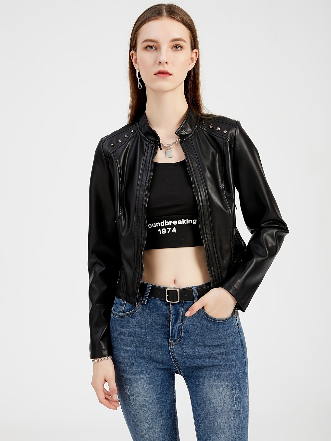 Womens Leather Moto Jacket – Edgy Style & Comfortable Fit 8